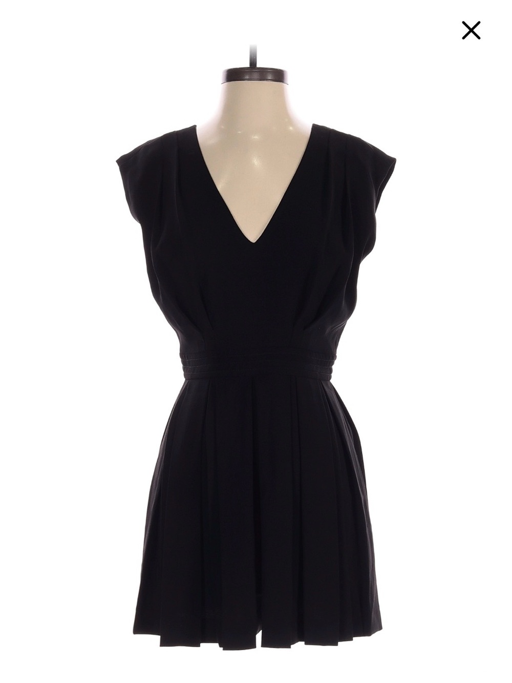 Sandro Black V-Neck Pleated Waist Mini Romper